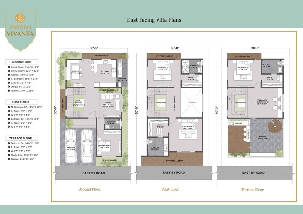 Floor plan of 4 BHK 3017 Sq. Ft. Villa in Pruthvi Vivanta, Bangalore