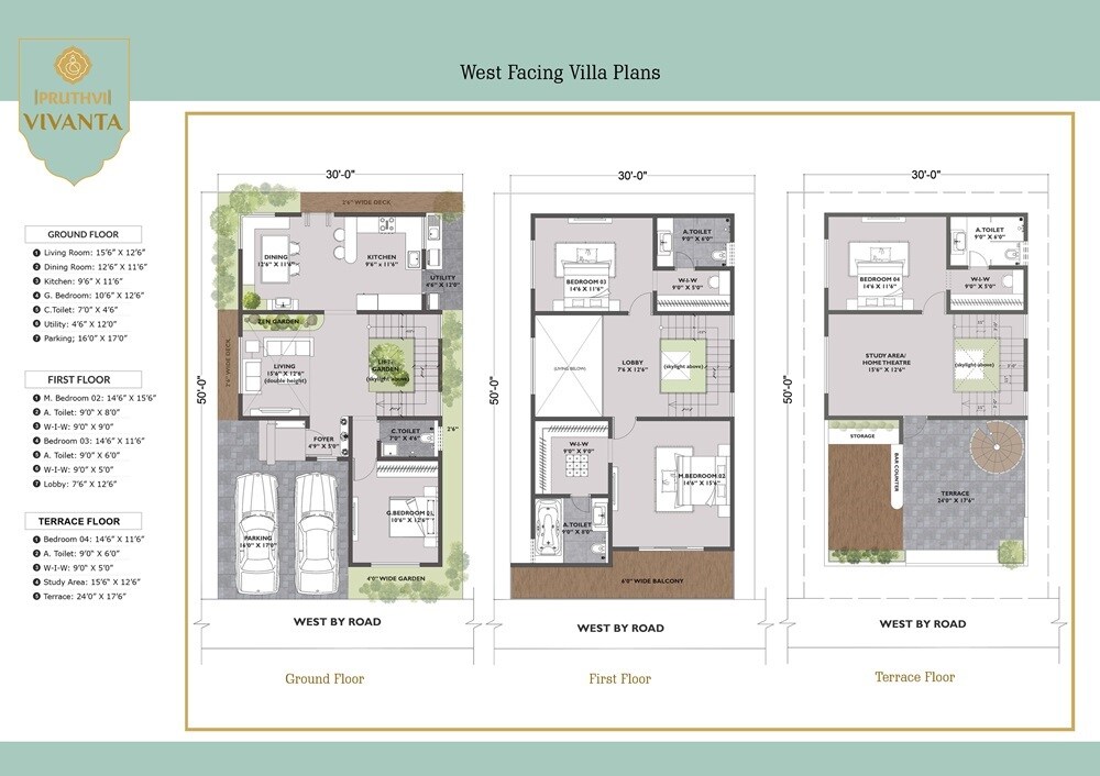 Floor plan of 4 BHK 3126 Sq. Ft. Villa in Pruthvi Vivanta, Bangalore