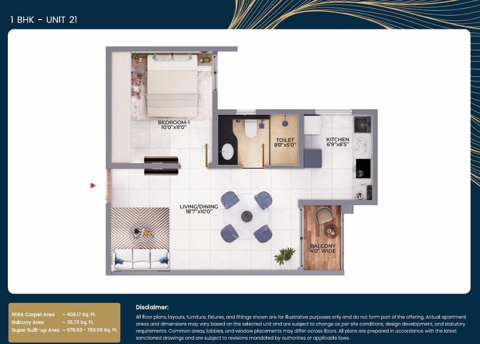 1 BHK 679 Sq. Ft. Apartment