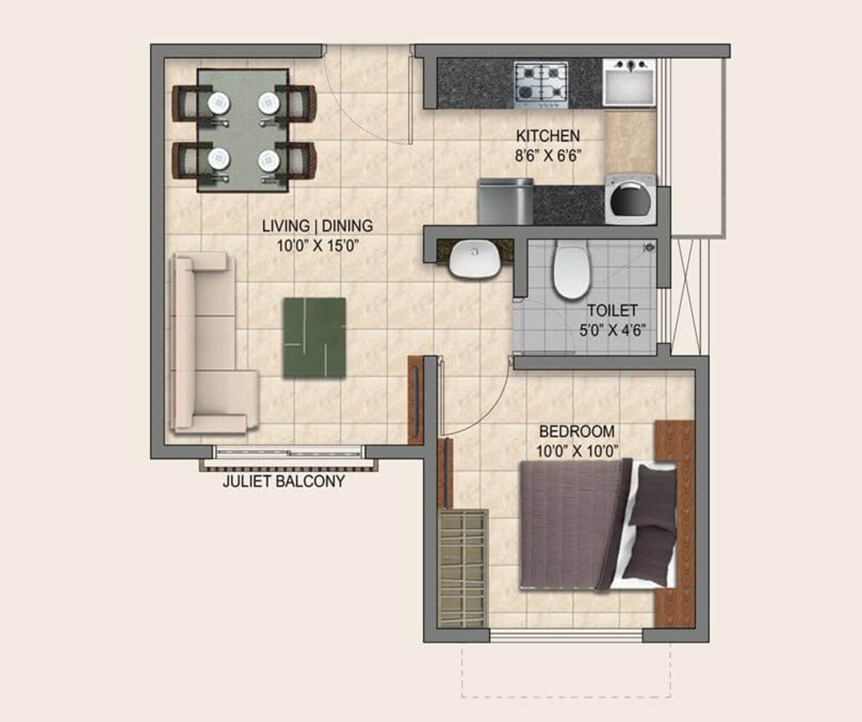 puravankara provident park square apartment 1bhk 525sqft 1