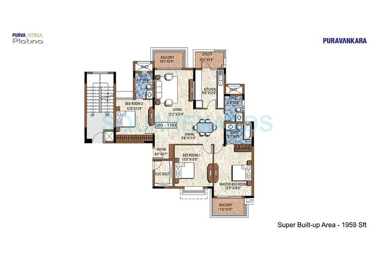 puravankara purva atria apartment 3bhk 1959sqft 1