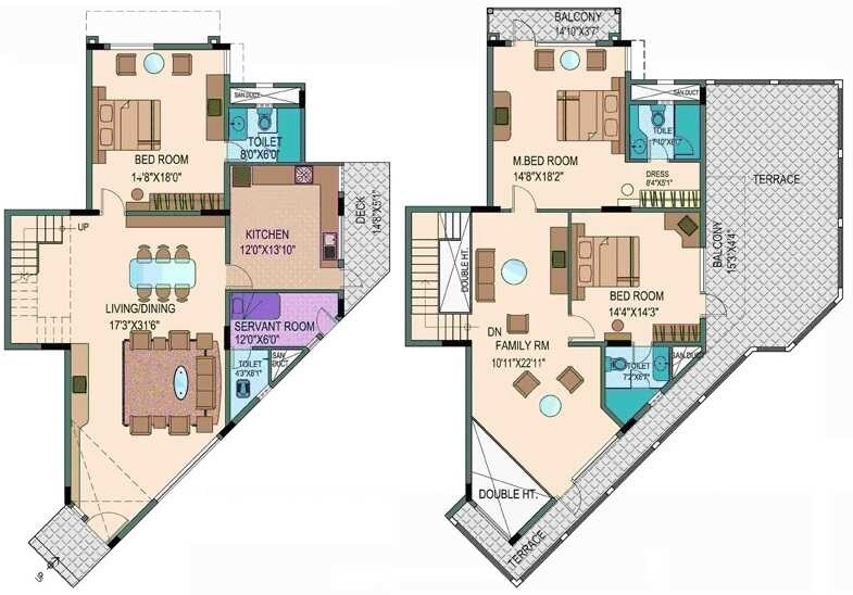 Floor plan of 3 BHK 3300 Sq. Ft. Apartment in Puravankara Purva Grande, Bangalore