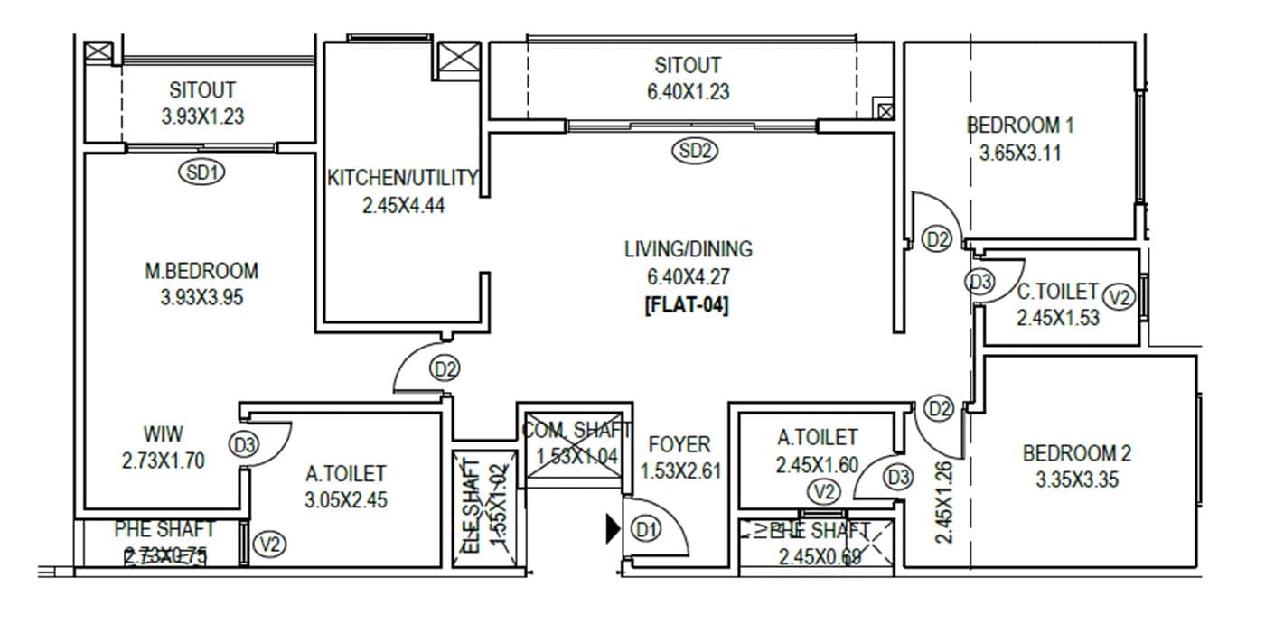 3 BHK 1500 Sq. Ft. Apartment