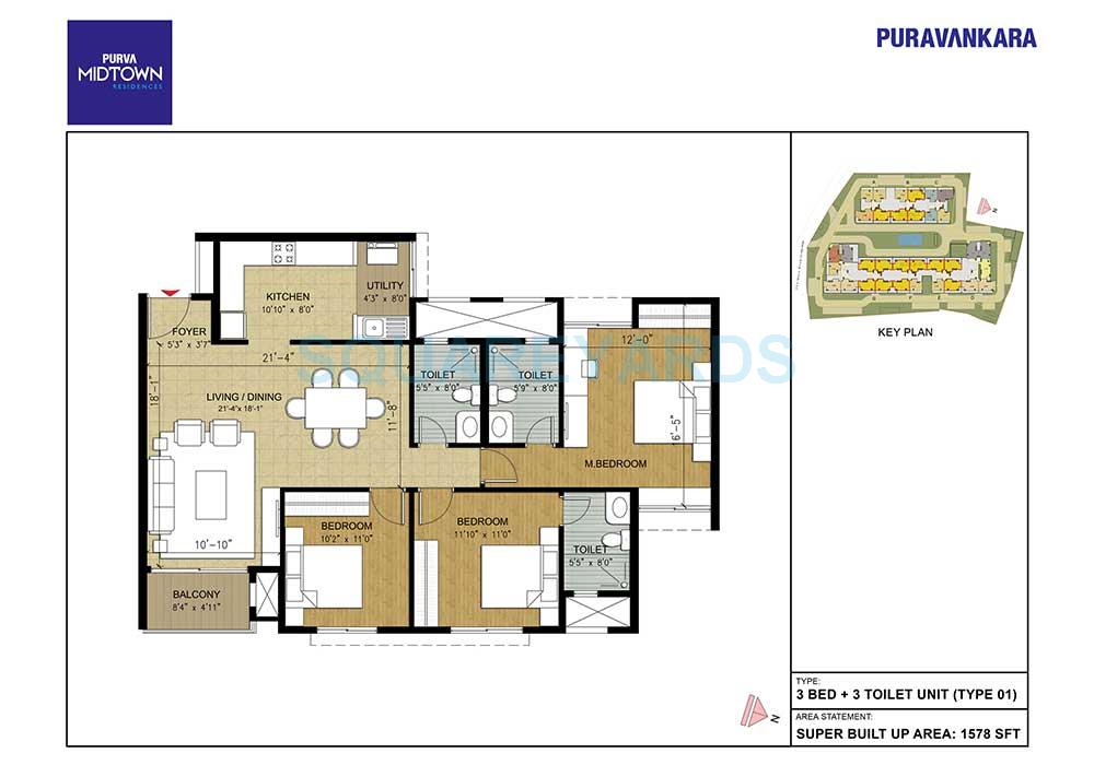 3 BHK 1578 Sq. Ft. Apartment