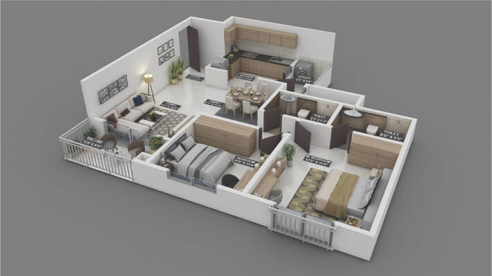 Other, puravankara-purva-promenade 2 Bedroom 1341 Sq.Ft. Apartment In Hennur Road Bangalore 9291400