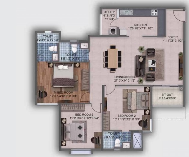 3 BHK 1780 Sq. Ft. Apartment