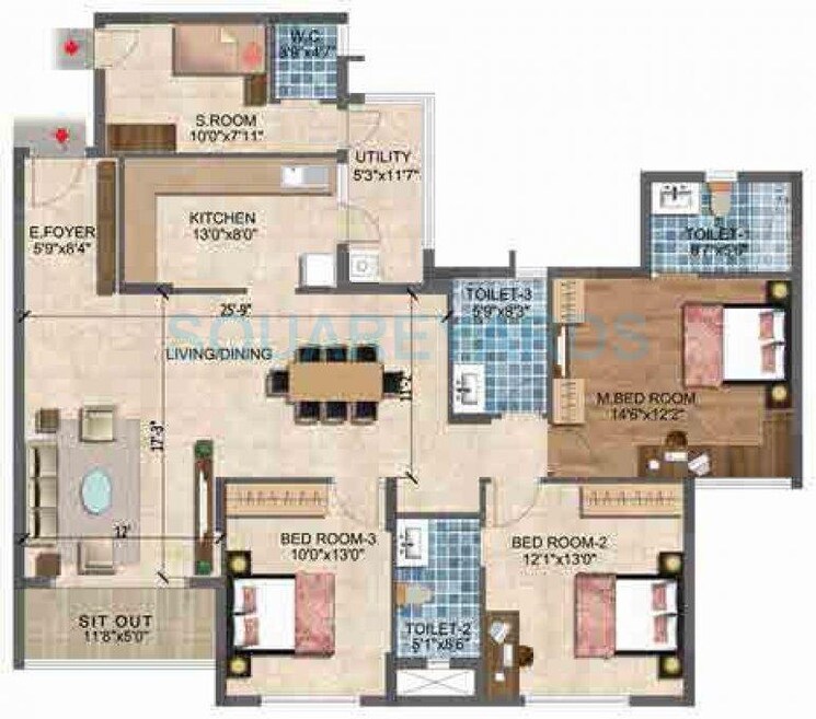 Other, puravankara-purva-westend 3 Bedroom 1214 Sq.Ft. Apartment In Kudlu Gate Bangalore 9103756