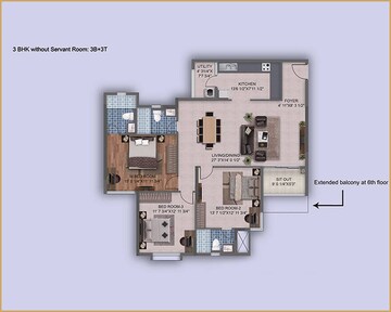  3 BHK Apartment at Puravankara Purva Westend Fresco, Kudlu Gate – for Rent