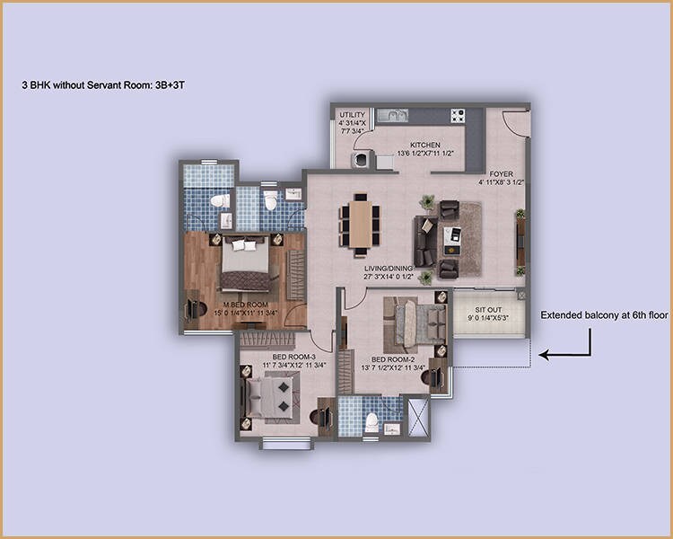 3 BHK 1780 Sq. Ft. Apartment