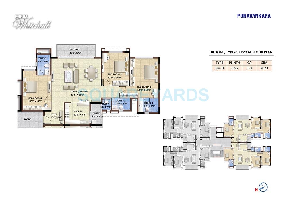 puravankara purva whitehall apartment 3bhk 2023sqft1