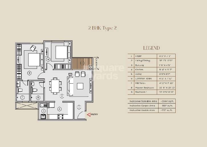  2 BHK Apartment at Puravankara Purva Zenium, Hosahalli – for Rent
