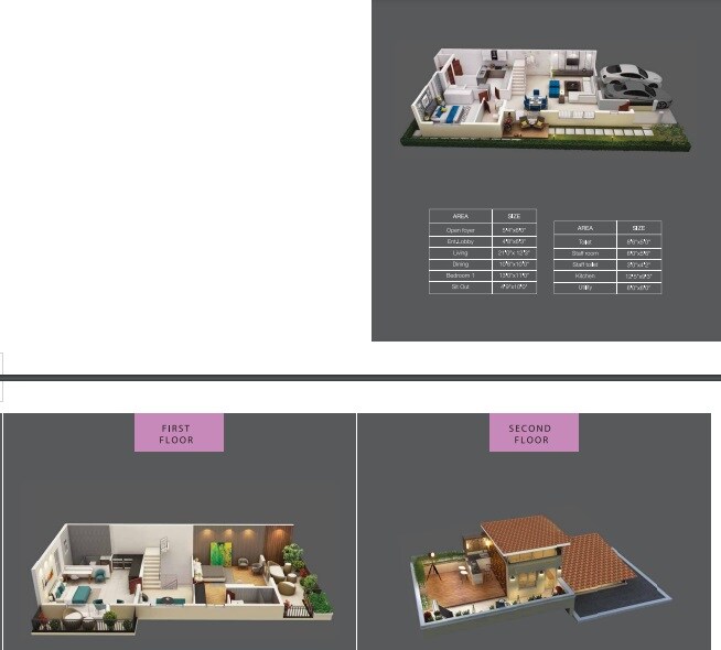 Floor plan of 3 BHK 3333 Sq. Ft. Villa in Puravankara The Sound of Water, Bangalore