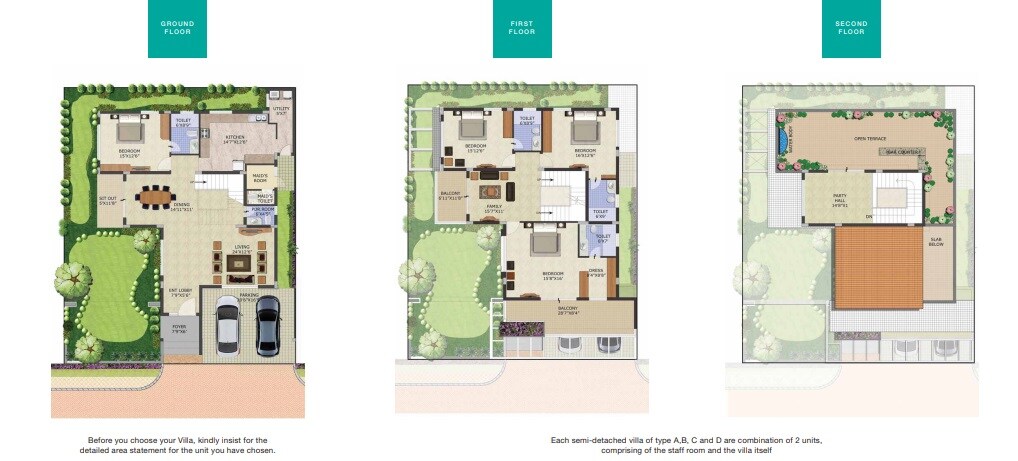 Floor plan of 4 BHK 5455 Sq. Ft. Villa in Puravankara The Sound of Water, Bangalore