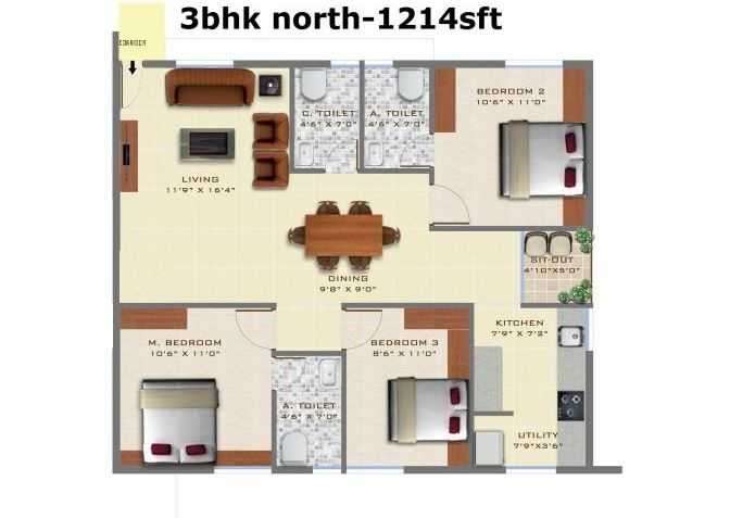 purnima elite apartment 3bhk 1214sqft61