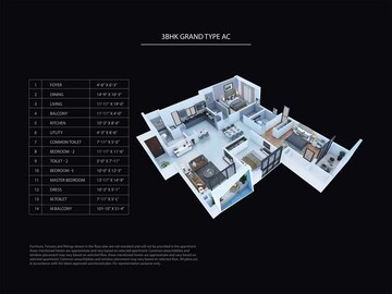  3 BHK Apartment at Purva Atmosphere, Thanisandra Main Road – for Sale
