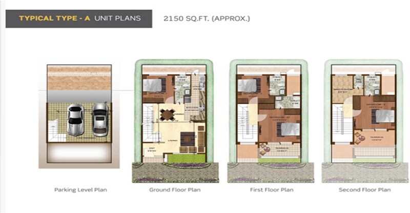 Floor plan of 4 BHK 2150 Sq. Ft. Villa in Purva Bird Of Paradise, Bangalore