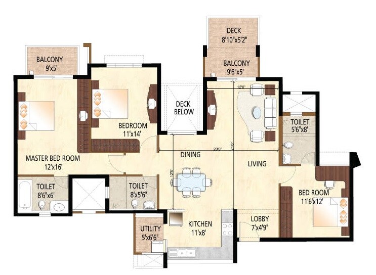 3 BHK 1498 Sq. Ft. Apartment