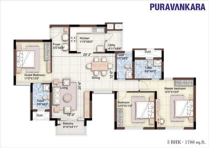 3 BHK 1788 Sq. Ft. Apartment