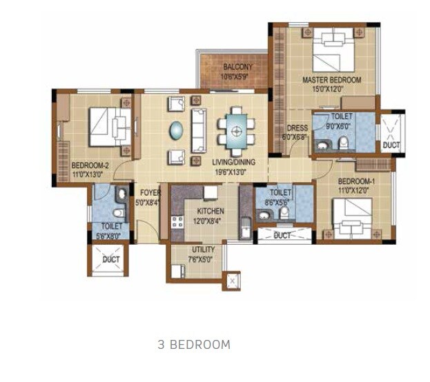 2 BHK 1277 Sq. Ft. Apartment