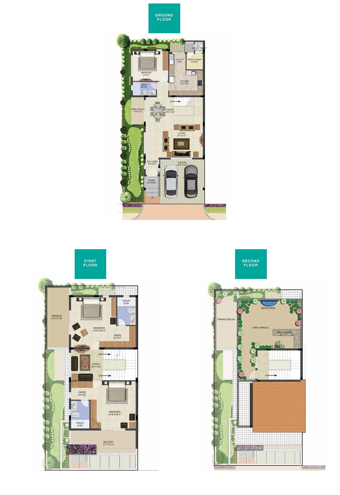Floor plan of 3 BHK 3335 Sq. Ft. Villa in Purva Sparkling Springs, Bangalore