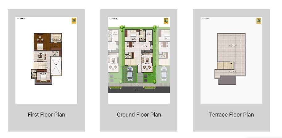 Floor plan of 3 BHK 1500 Sq. Ft. Villa in Pushpam Woods, Bangalore