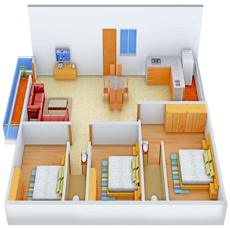 3 BHK 1312 Sq. Ft. Apartment