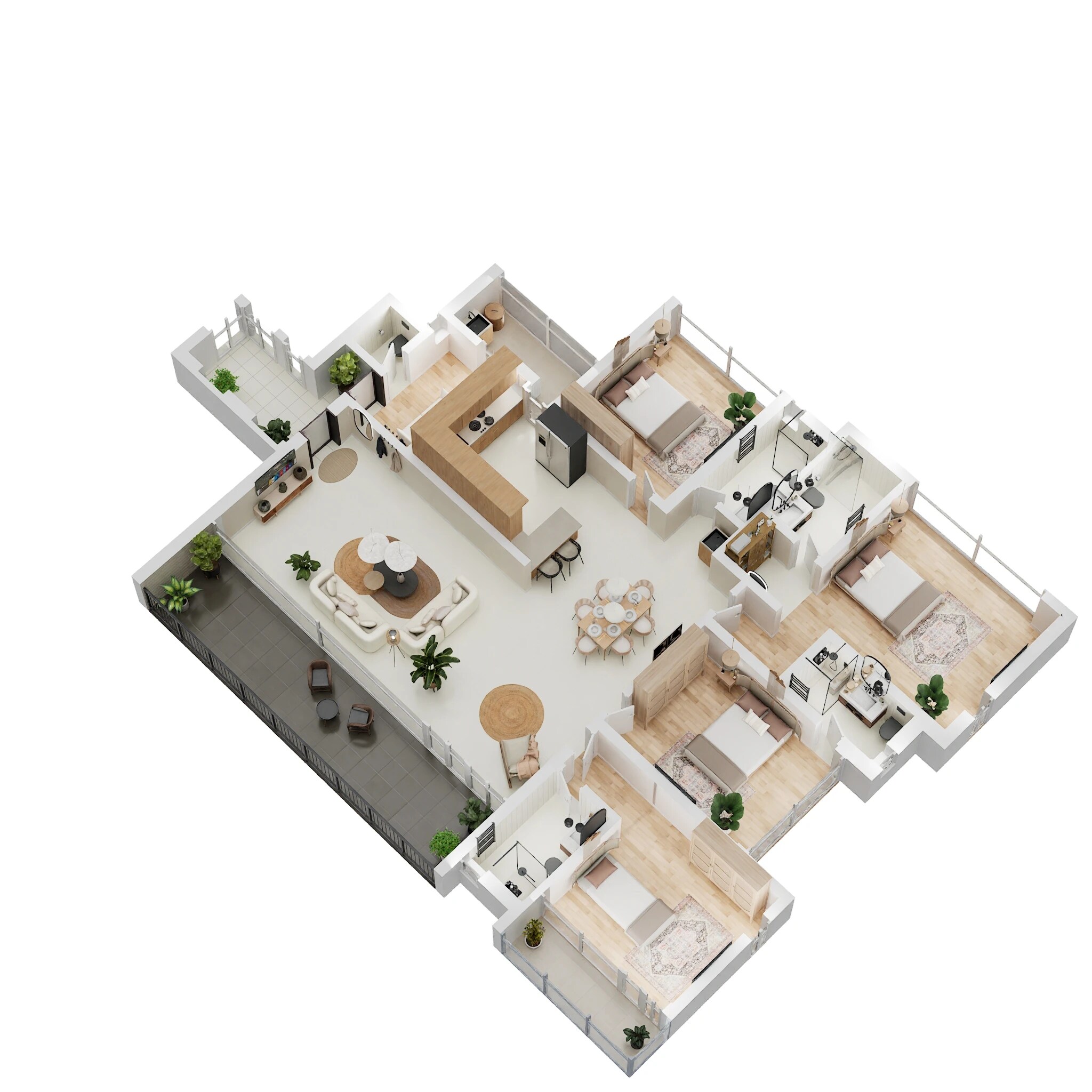 Floor plan of 4 BHK 3056 Sq. Ft. Apartment in Radiance Platinum, Bangalore
