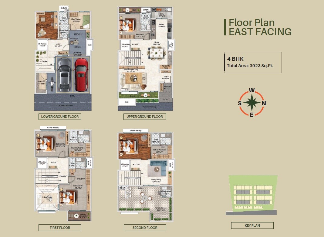 Floor plan of 4 BHK 3923 Sq. Ft. Villa in Rainbow Mayfair, Bangalore