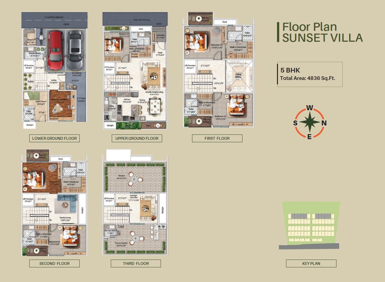 Floor plan of 5 BHK 4836 Sq. Ft. Villa in Rainbow Mayfair, Bangalore