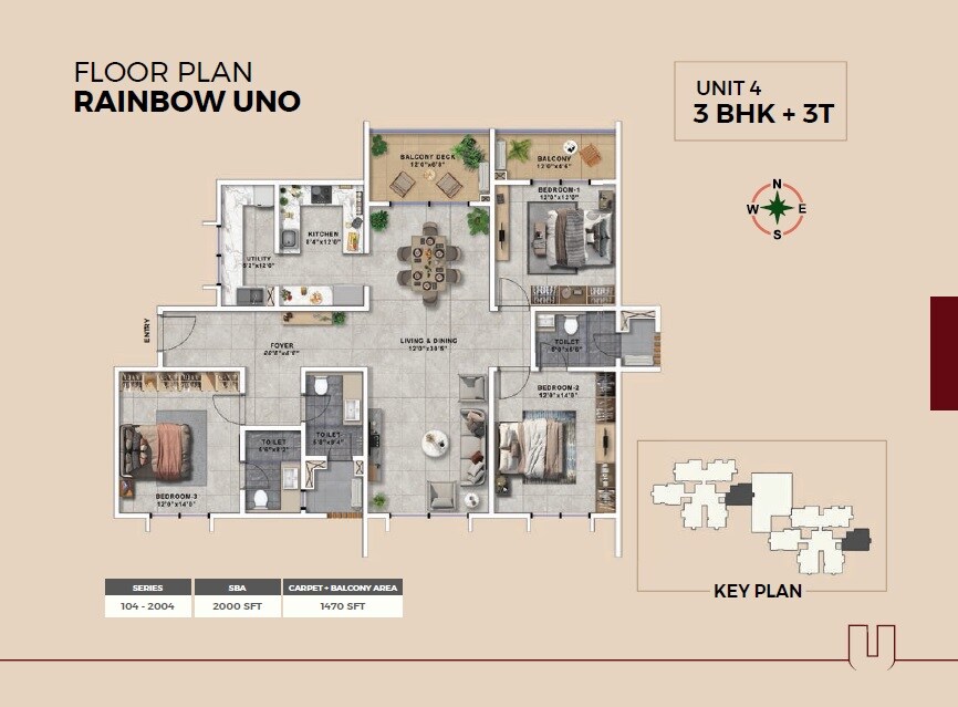 3 BHK 2000 Sq. Ft. Apartment