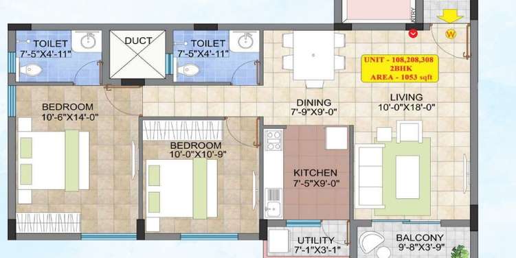 raja four squares apartment 2 bhk 1053sqft 20222904152943
