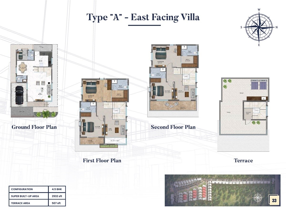Floor plan of 4 BHK 2932 Sq. Ft. Villa in Raja Ira, Bangalore