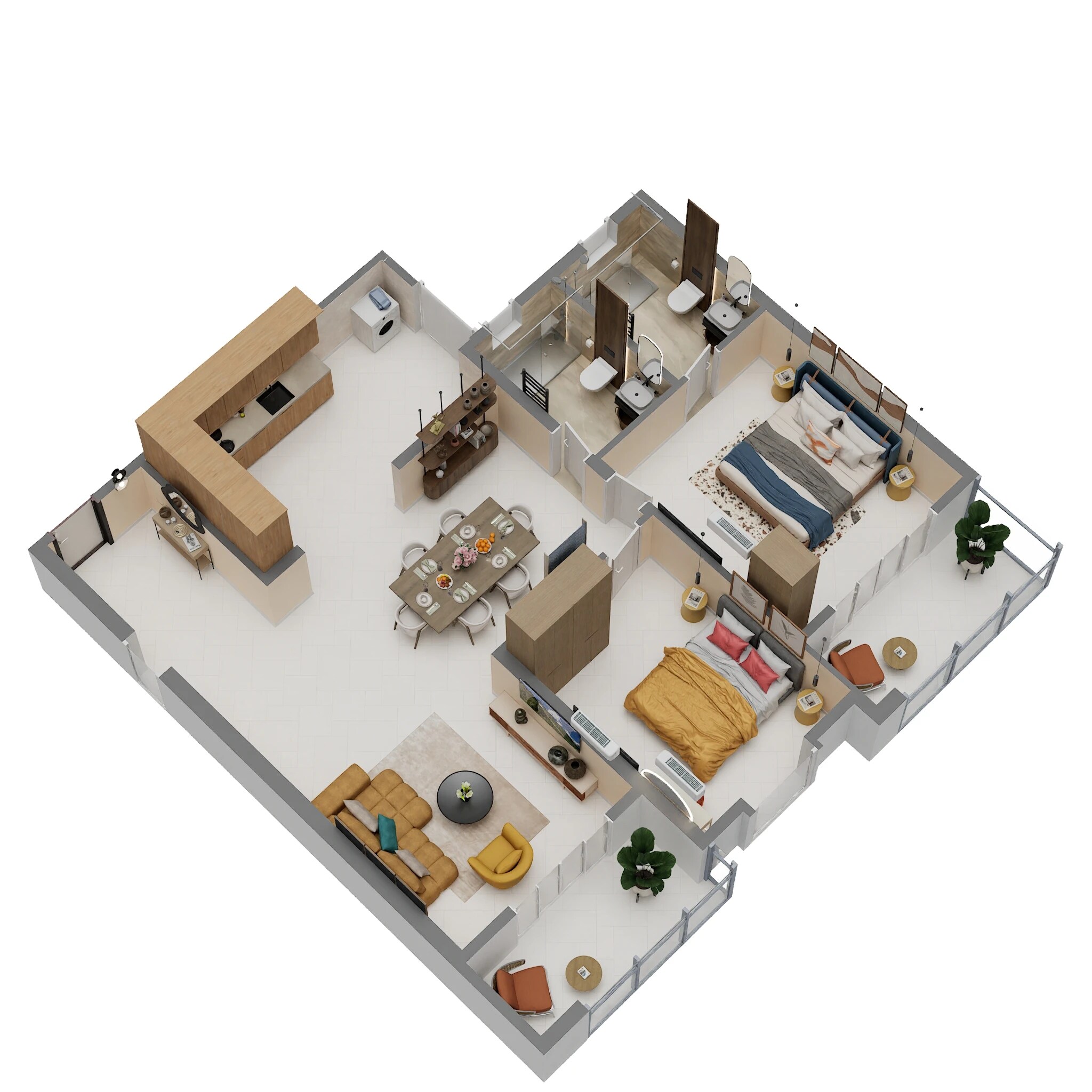 Floor plan of 2 BHK 1262 Sq. Ft. Apartment in Raja Magnum, Bangalore