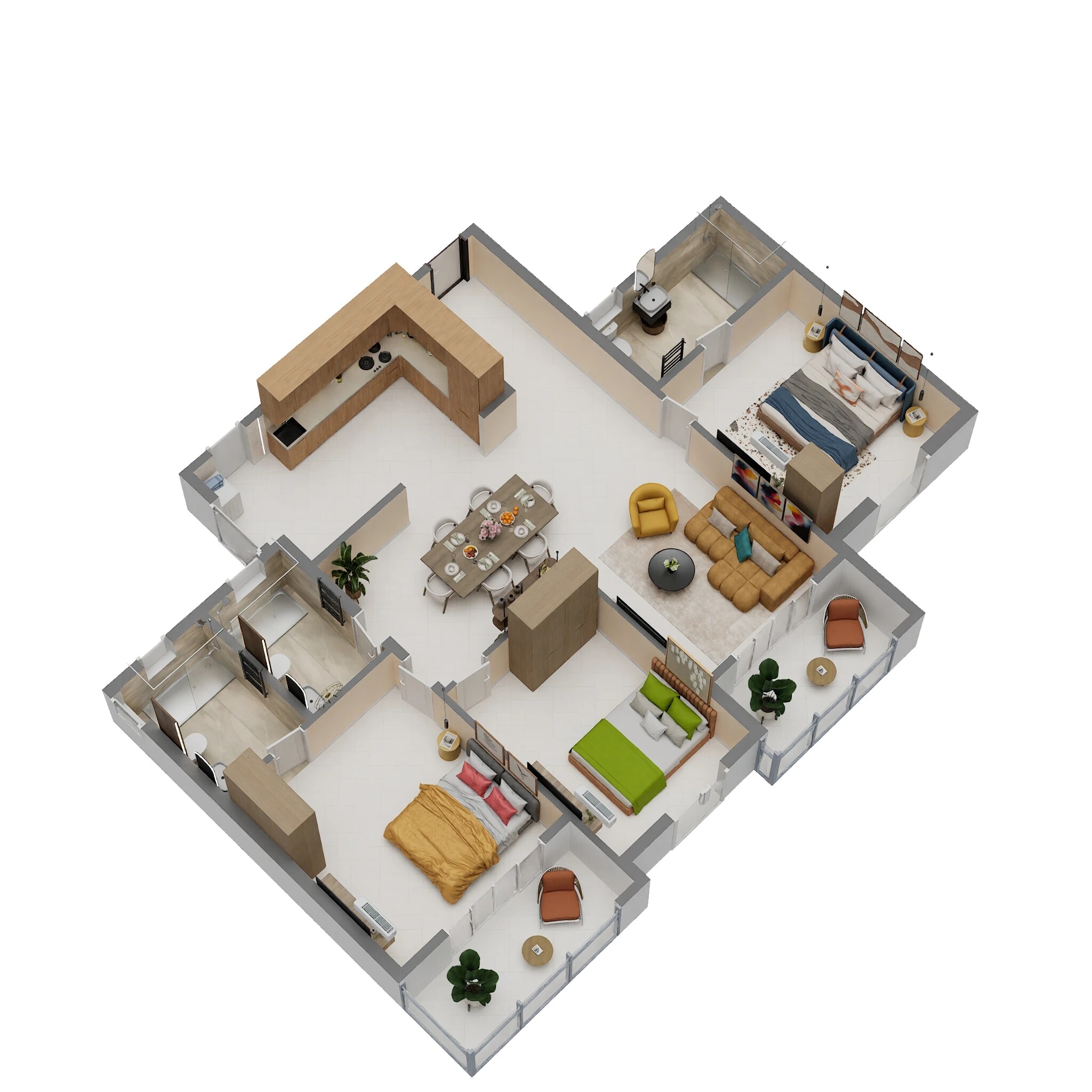 Floor plan of 3 BHK 1515 Sq. Ft. Apartment in Raja Magnum, Bangalore