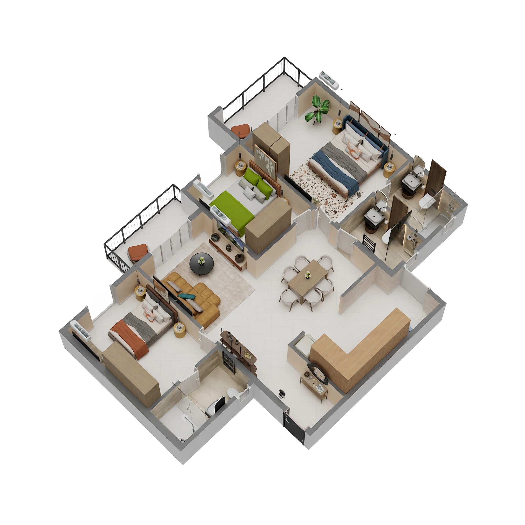 Floor plan of 3 BHK 1548 Sq. Ft. Apartment in Raja Magnum, Bangalore