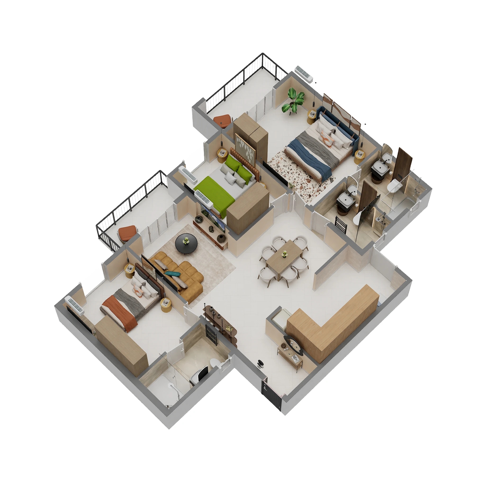 Floor plan of 3 BHK 1548 Sq. Ft. Apartment in Raja Magnum, Bangalore
