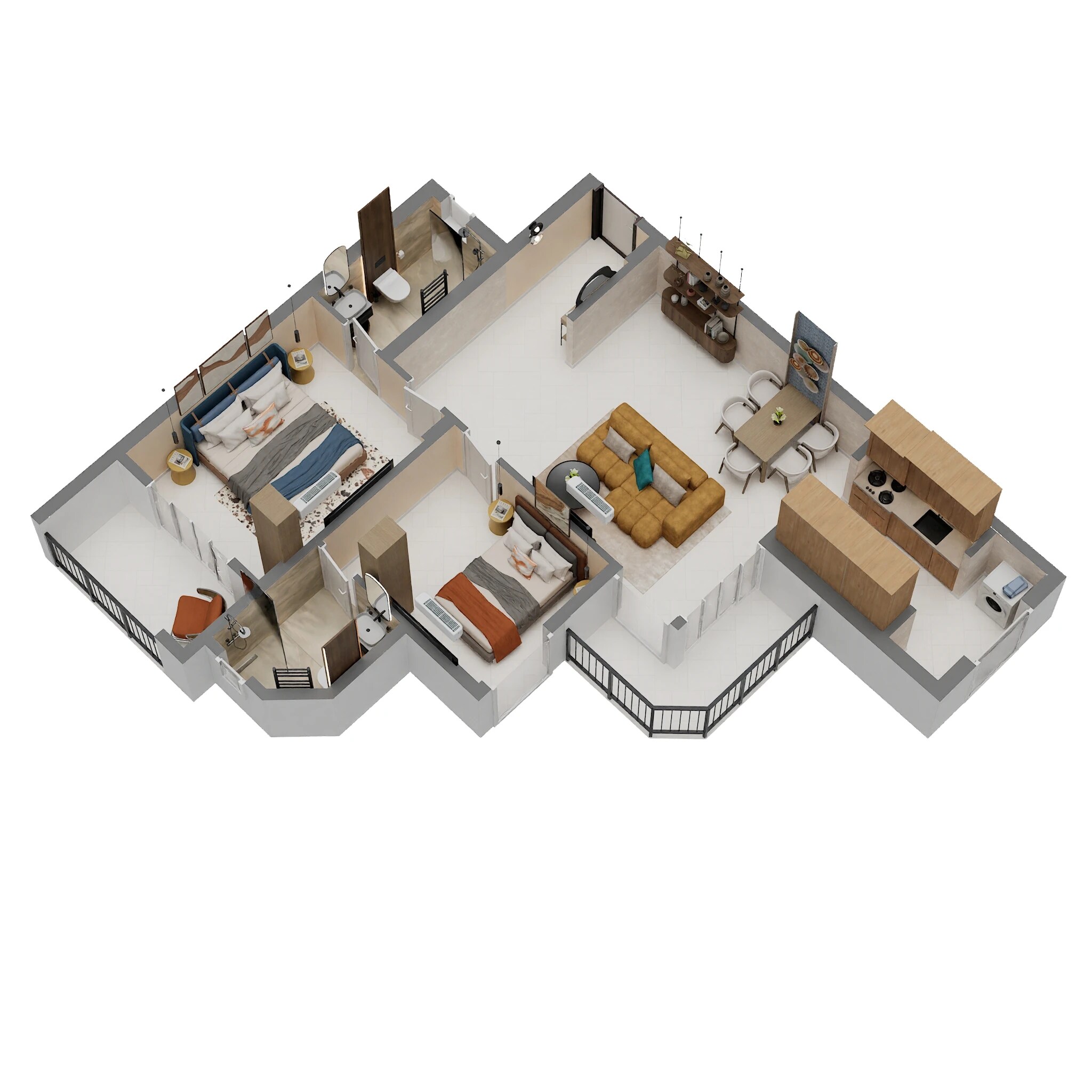 2 BHK 1074 Sq. Ft. Apartment