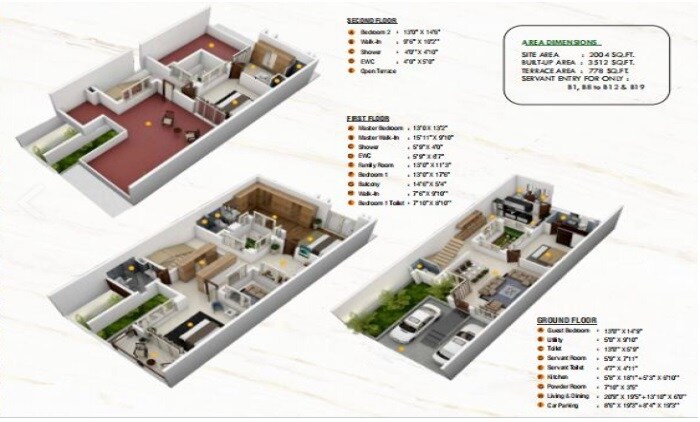 Floor plan of 4 BHK 3512 Sq. Ft. Villa in Raja Woods Park, Bangalore