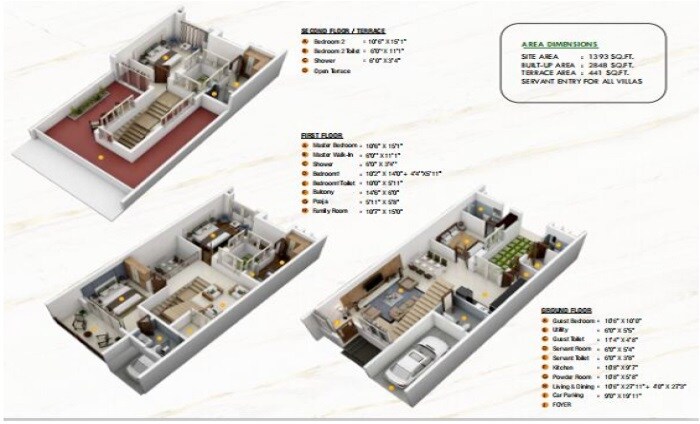 Floor plan of 4 BHK 2848 Sq. Ft. Villa in Raja Woods Park, Bangalore