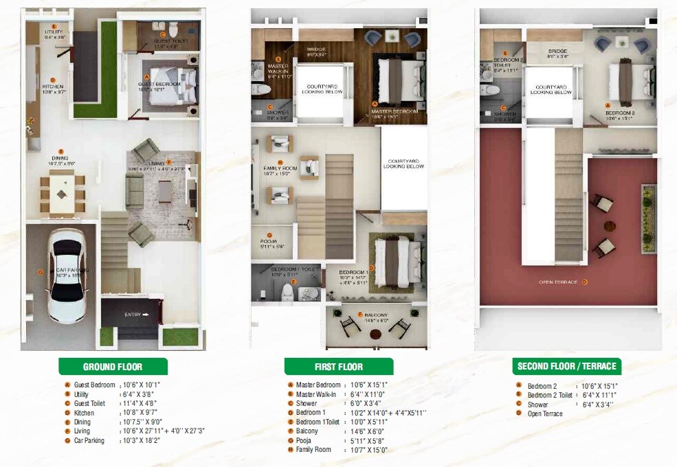 Floor plan of 4 BHK 2835 Sq. Ft. Villa in Raja Woods Park, Bangalore