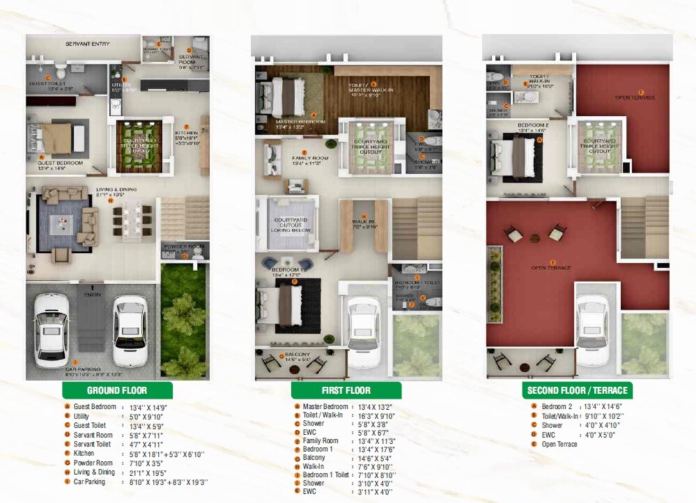 Floor plan of 4 BHK 3486 Sq. Ft. Villa in Raja Woods Park, Bangalore