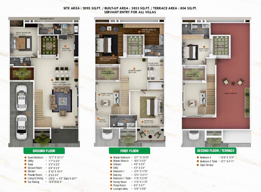 Floor plan of 4 BHK 3833 Sq. Ft. Villa in Raja Woods Park, Bangalore