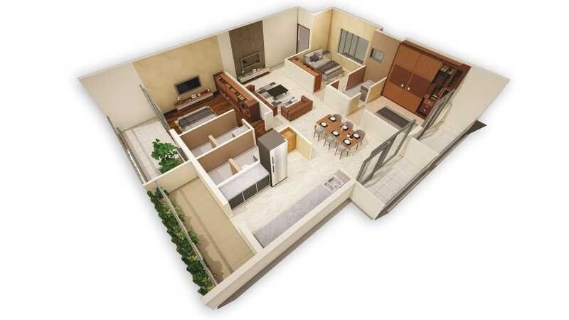 Floor plan of 3 BHK 2400 Sq. Ft. Apartment in Rajarajeshware Panchsheel Enclave, Bangalore