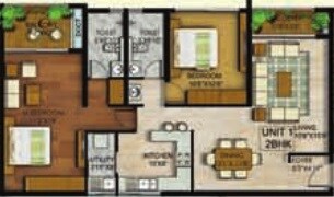 Floor plan of 2 BHK 1730 Sq. Ft. Apartment in Rajarajeshware Piccassso, Bangalore