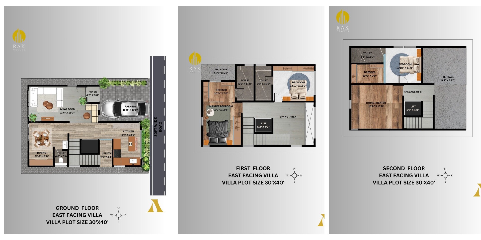 Floor plan of 3 BHK 2100 Sq. Ft. Villa in RAK Affluent, Bangalore