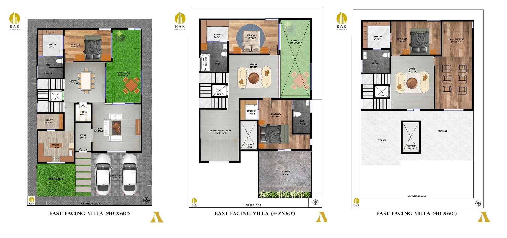Floor plan of 4 BHK 3800 Sq. Ft. Villa in RAK Affluent, Bangalore