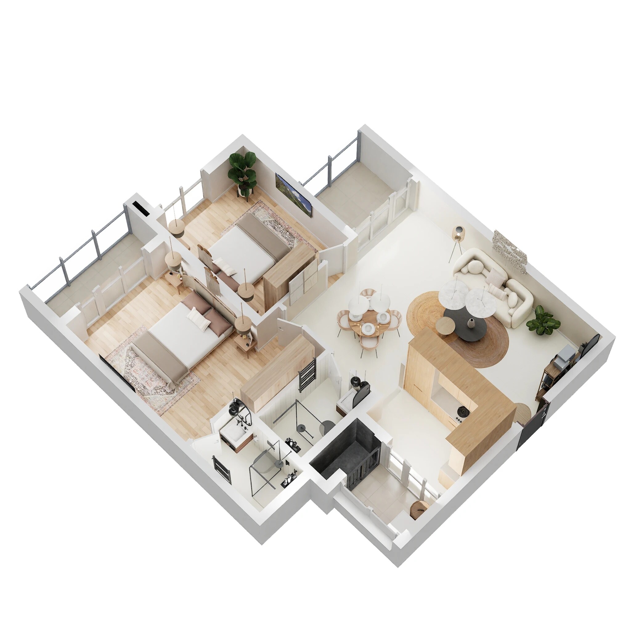 Floor plan of 2 BHK 1110 Sq. Ft. Apartment in Ramky One Karnival, Bangalore