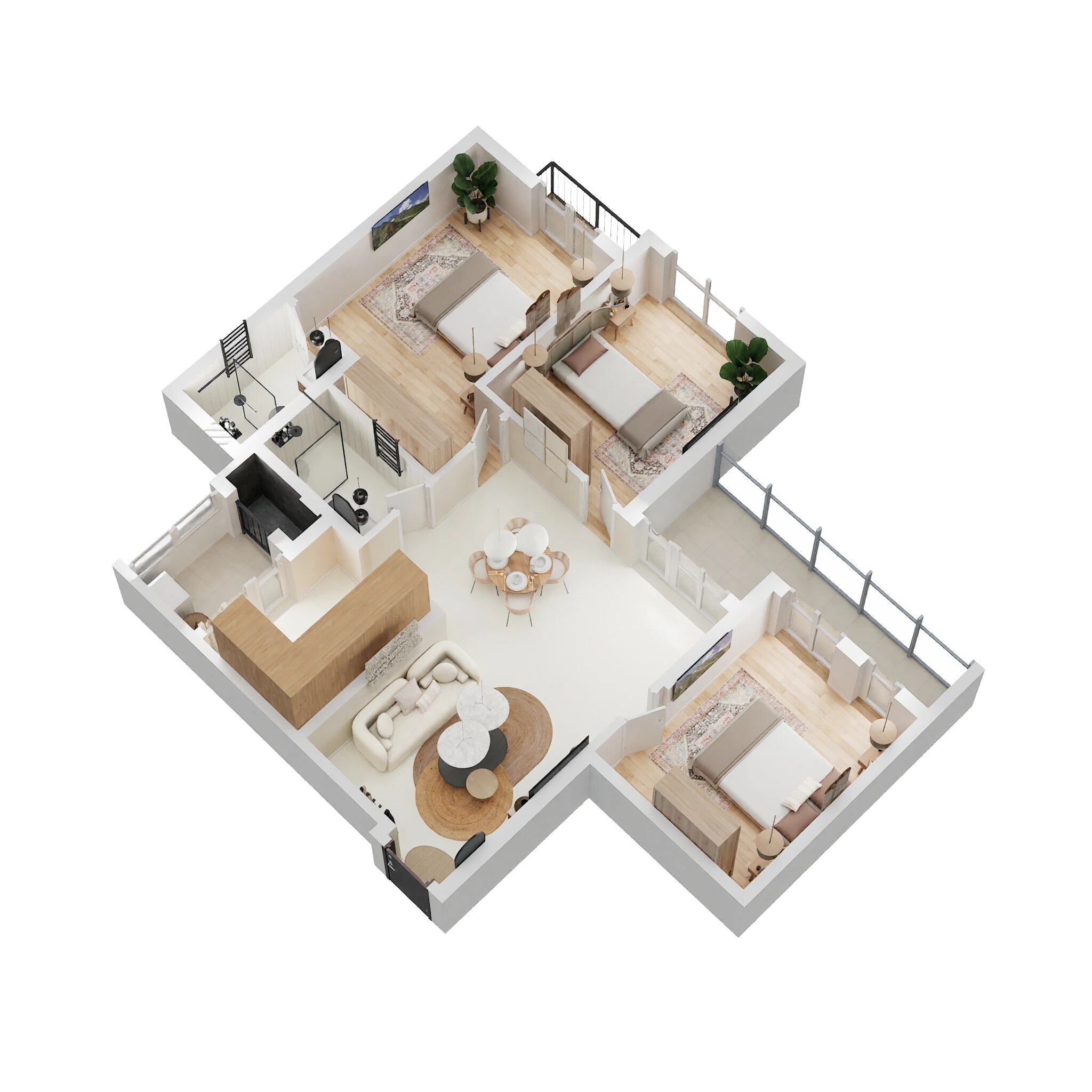 Floor plan of 3 BHK 1275 Sq. Ft. Apartment in Ramky One Karnival, Bangalore