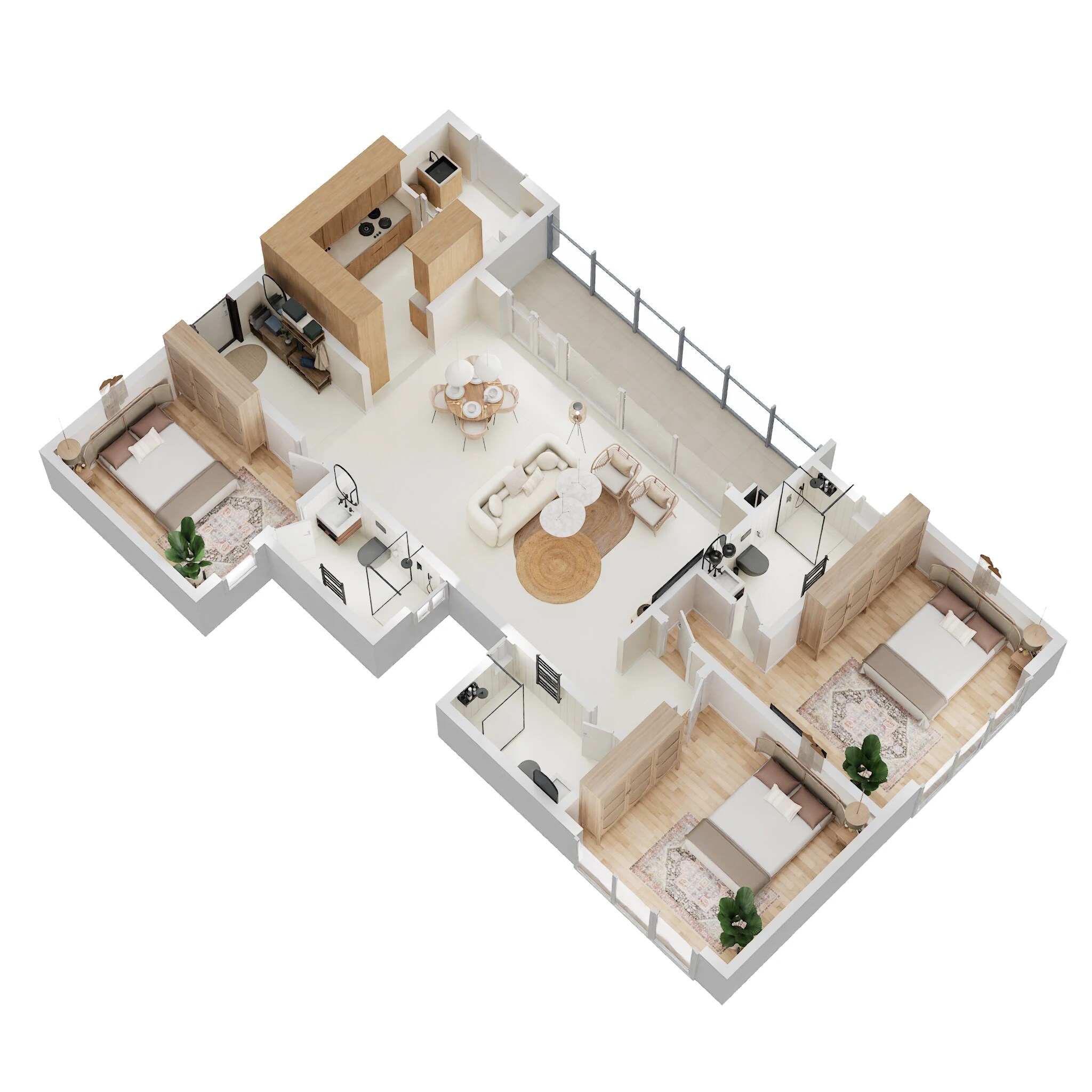 Floor plan of 3 BHK 1666 Sq. Ft. Apartment in Ramsons Trendsquares East Park Residences, Bangalore
