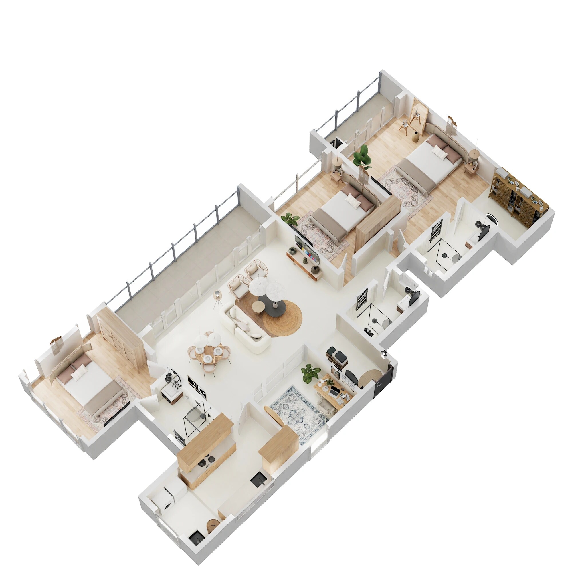 Floor plan of 3 BHK 1960 Sq. Ft. Apartment in Ramsons Trendsquares East Park Residences, Bangalore